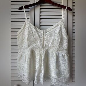 White lace spaghetti strap tank